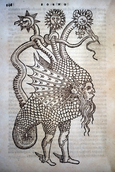 Alquimia: Monstruo híbrido, en "De Transmutatione Metallica Sogni Tre" de Giovanni Battista Nazari, editado en Brescia en 1599 de Italian School