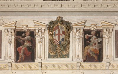 Figuras Alegóricas y escudo de armas de la familia Marino de Italian School