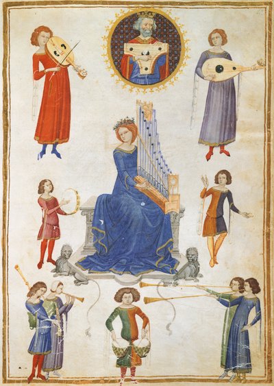 Alegoría de la música, manuscrito V A folio 27 del Instituto de Música por Severin Boezio de Italian School