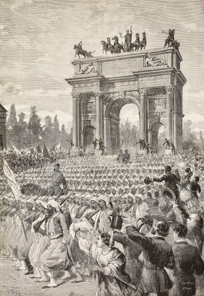 Tropas aliadas entrando en Milán a través del arco de la Paz, 7 de junio de Italian School