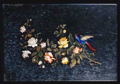Un Tablero de Mesa Italiano de Mármol Incrustado en Pietre Dure Blanco y Negro de Italian School