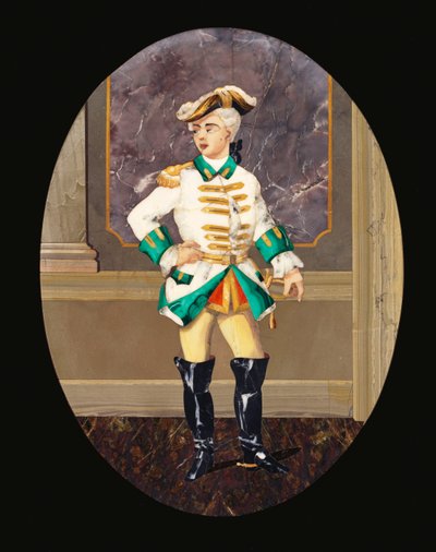 Un panel de pietre dure italiano que representa a un caballero de Italian School