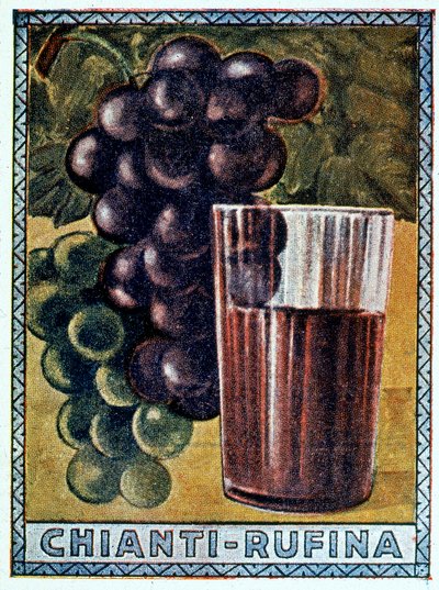 Un cartel histórico de Chianti Rufina de Italian School