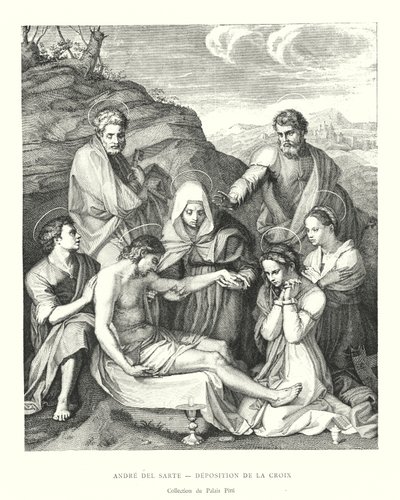 Deposición de la Cruz, Colección del Palacio Pitti (grabado) de Italian School