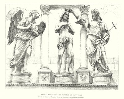 Andrea Contucci, El Bautismo de San Juan, Grupo en Bronce en una de las Puertas del Baptisterio, El Ángel es de Spinazzi de Italian School