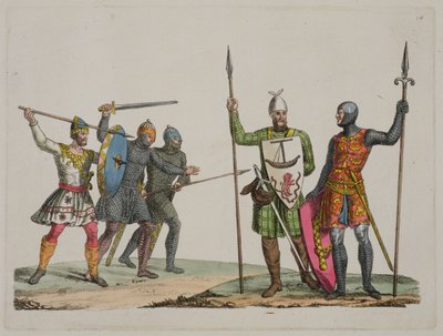 Guerreros anglosajones, lámina 14 de La Historia de las Naciones de Italian School