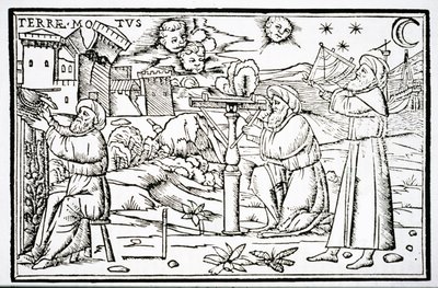 Astrólogos árabes, copia de una ilustración de In Somnium Sciopinis por Macrobius, Venecia 1513, usado en una Historia de la Magia, publicado a finales del siglo XIX de Italian School