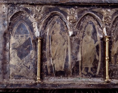 Arca de Barbarroja, con escenas de la vida de San Juan Bautista (madera, hoja de plata y piedras) de Italian School