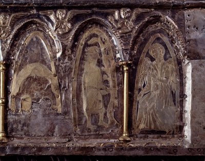 Arca de Barbarroja, con escenas de la vida de San Juan Bautista (madera, hoja de plata y piedras) de Italian School
