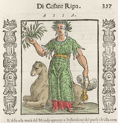 Alegoría asiática con un camello. Grabado de “Iconología” de Cesare Ripa (alrededor de 1550-1622) de Italian School