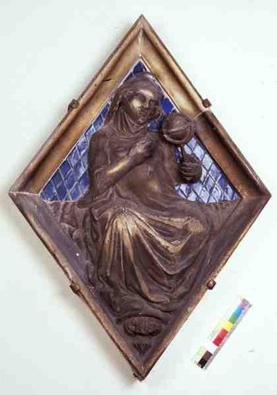 Astronomía, azulejo en relieve del Campanile (mármol y cerámica) de Italian School