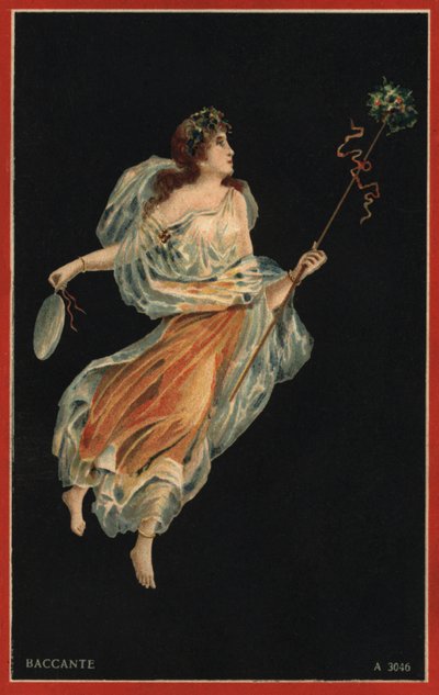 Baccante (litografía en color) de Italian School