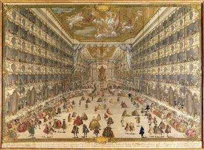 Baile en honor del nacimiento del Archiduque Pietro Leopoldo de Austria, en el Teatro Ducal de Milán el 28 de mayo de 1747 de Italian School