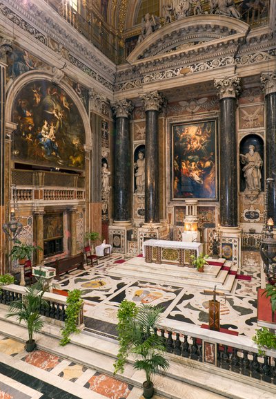 Arte Barroco: Vista interior de la Iglesia Jesuita del Santísimo Nombre de Jesús (chiesa del Gesù) en Roma de Italian School