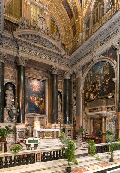 Arte Barroco: Vista interior de la Iglesia Jesuita del Santísimo Nombre de Jesús (Chiesa del Gesù) en Roma de Italian School