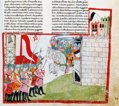 Batalla de Montaperti, miniatura de Pacino di Buonaguida de Nuova Cronica, por Giovanni Villani de Italian School