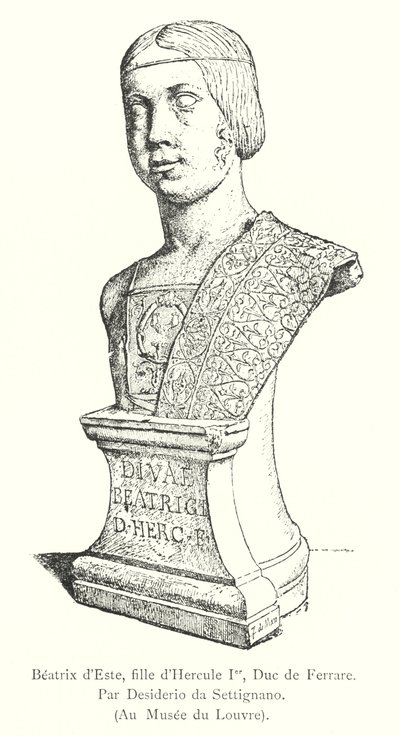 Beatriz de Este, hija de Hércules I, Duque de Ferrara, por Desiderio da Settignano, en el Museo del Louvre de Italian School