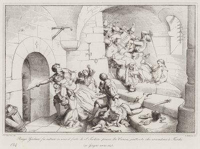 Biagio Giuliani hace volar el fuerte de San Teodoro cerca de Canea, en lugar de rendirse a los turcos de Italian School