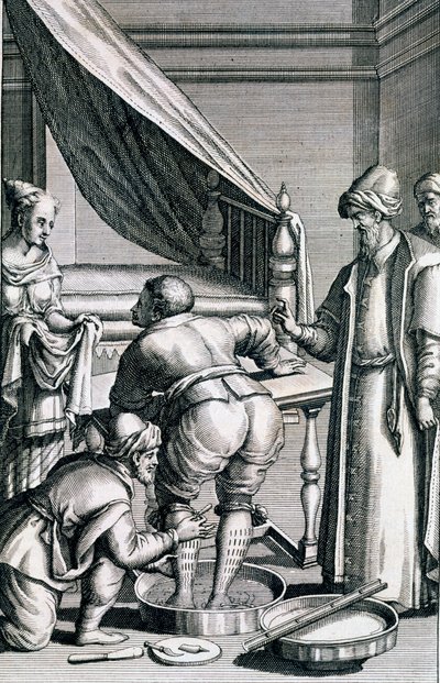 Sangría en las piernas, de Medicina Aegyptiorum por Prospero Alpini, publicado 1745 de Italian School