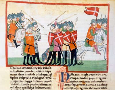 Boloñeses derrotados en Ponte San Broccoli por el Conde de Montefeltro de Italian School