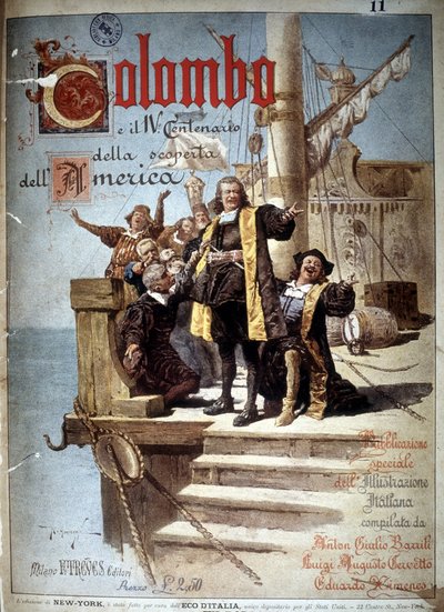 Portada del libro sobre Cristóbal Colón para el cuarto centenario del descubrimiento de América de Italian School