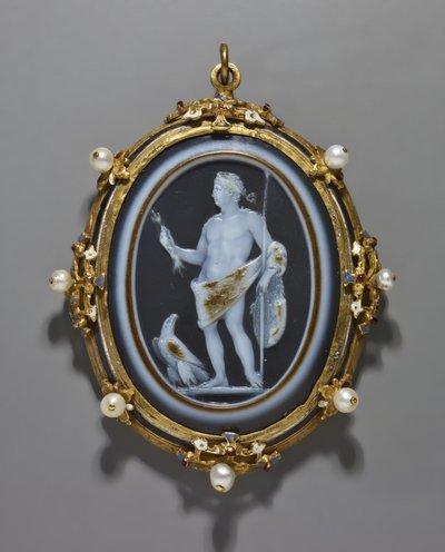 Camafeo que representa a un emperador romano como Júpiter, Camafeo: Romano, A.D. 41-54, Marco: Italiano, finales del siglo XVI de Italian School