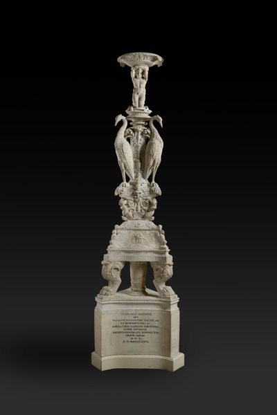 Candelabro con imagen de grullas de Italian School