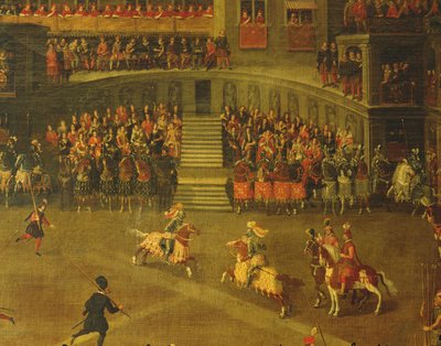 Carrusel en el patio del Palacio del Belvedere (óleo sobre lienzo) de Italian School