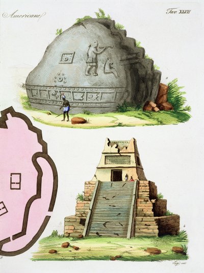 Antigüedades Centroamericanas, detalle de dos pirámides, lámina 47 de 