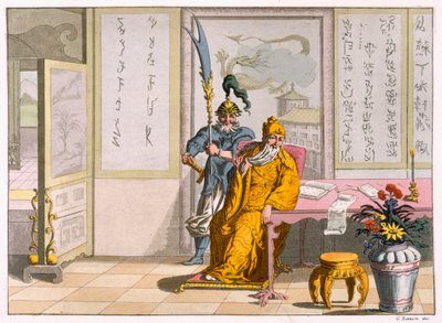 Líderes religiosos taoístas chinos: La Divinidad Kuan-ti, grabado por Fumagalli y Bramatti, c.1820-30 de Italian School