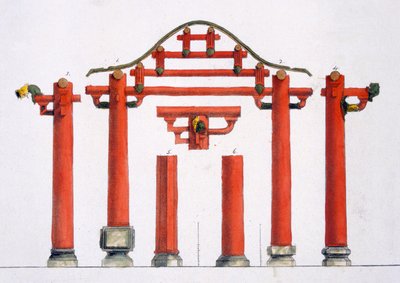 Características arquitectónicas de madera chinas, c.1820s-30s de Italian School