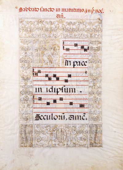 Cristo en las puertas del infierno portando el estandarte de la resurrección y alcanzando para rescatar almas, Adán y Eva detrás, c.1550 de Italian School