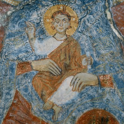 Cristo, (detalle) del fresco de la Madonna y el Niño con los ángeles Rafael y Gabriel de Italian School