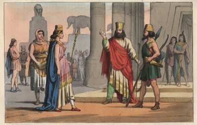Civilización de la Antigüedad - Trajes persas - Ropas persas - grabado de 