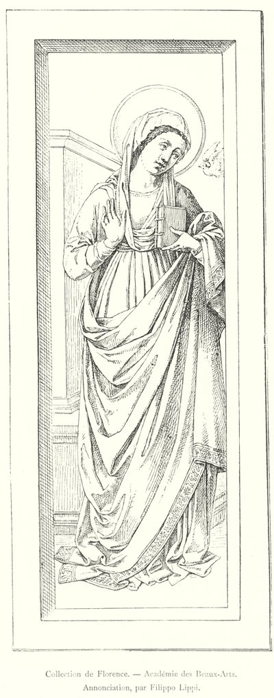 Annonciation, Collection de Florence, Academie des Beaux-Arts (grabado) de Italian School