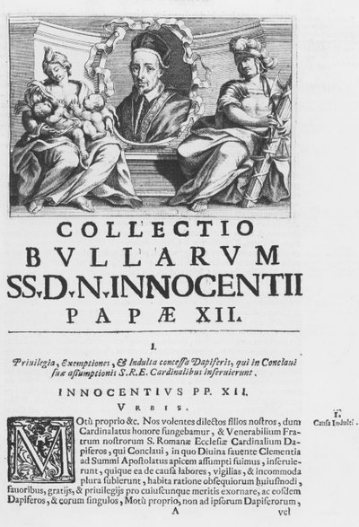 Colección de las Bulas Papales del Papa Inocencio XII (grabado) de Italian School