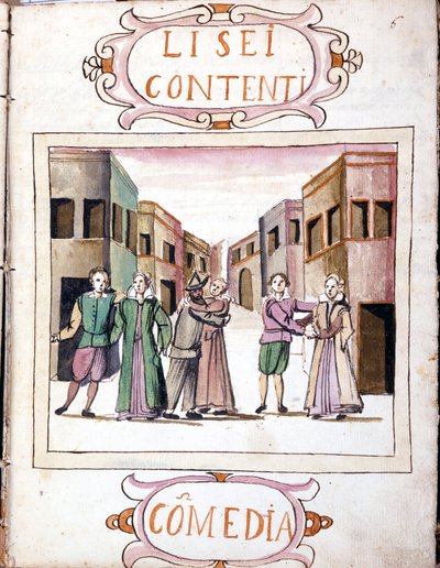 Comedia de Li sei contenti después del volumen manuscrito de 