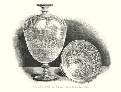 Corneta y copa de pie, cristal de roca, trabajo florentino del siglo XV de Italian School