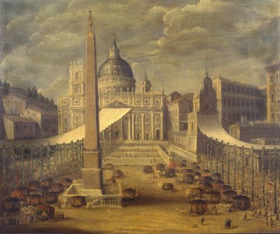 Procesión de Corpus Christi en la Piazza San Pietro de Italian School
