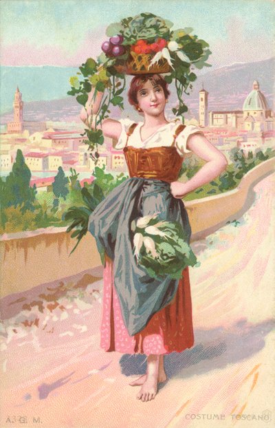 Traje toscano (cromolito) de Italian School