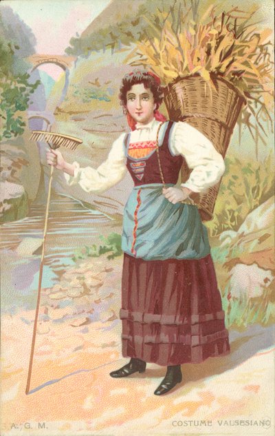 Traje valsesiano (cromolito) de Italian School