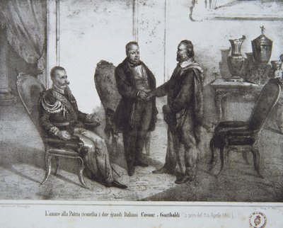 Consejo entre Garibaldi y Cavour el 24 de abril de 1861 de Italian School
