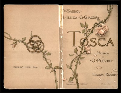 Portada, Libretto della Tosca de Giacomo Puccini, Edizione Ricordi, Italia de Italian School