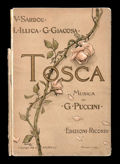 Portada, Libreto de Tosca de Giacomo Puccini, Edición Ricordi, Italia de Italian School