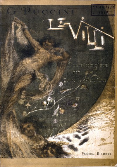 Portada de la partitura de “Le Villi”, la ópera (1884) en dos actos para canto y piano de Puccini (1858 - 1924). Ediciones Ricordi. de Italian School