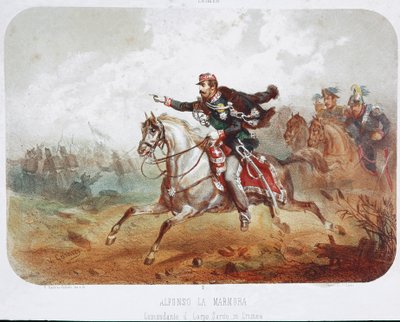Guerra de Crimea: la carga del comandante Alfonso Ferrero La Marmora (1804-1878) de Italian School