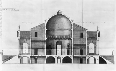 Sección transversal de la Villa Rotonda cerca de Vicenza, diseñada por Andrea Palladio de Italian School