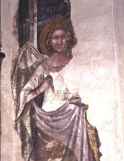 Figura coronada sosteniendo una palma, posiblemente un ángel de Italian School