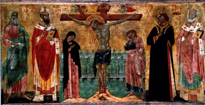 Crucifixión y santos de Italian School