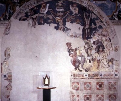 Crucifixión, luneta dañada del Appartamento Guastalla, atribuida a la Escuela Boloñesa de Italian School